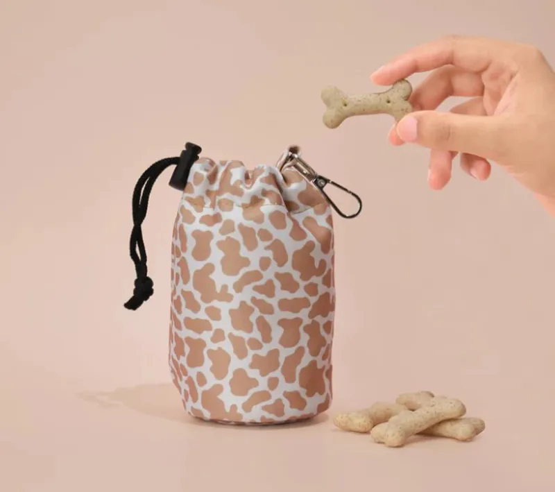Cocopup London Drawstring Treat Pouch- Nude Cow
